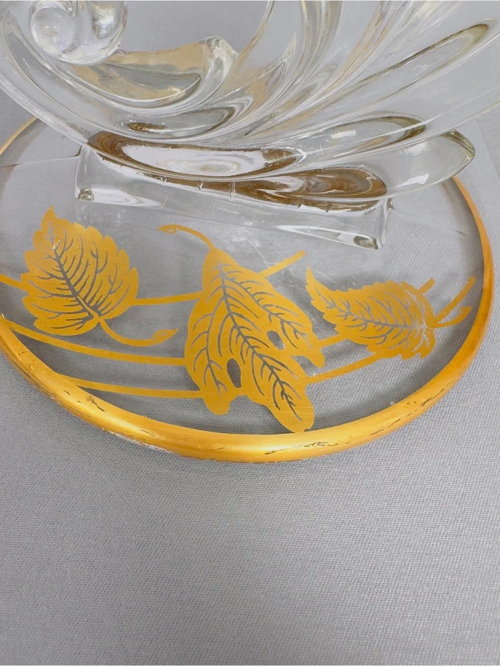 Vintage Fosteria Baraque Taper Candle Holders 22K Overlay Cornucopia Glass Art